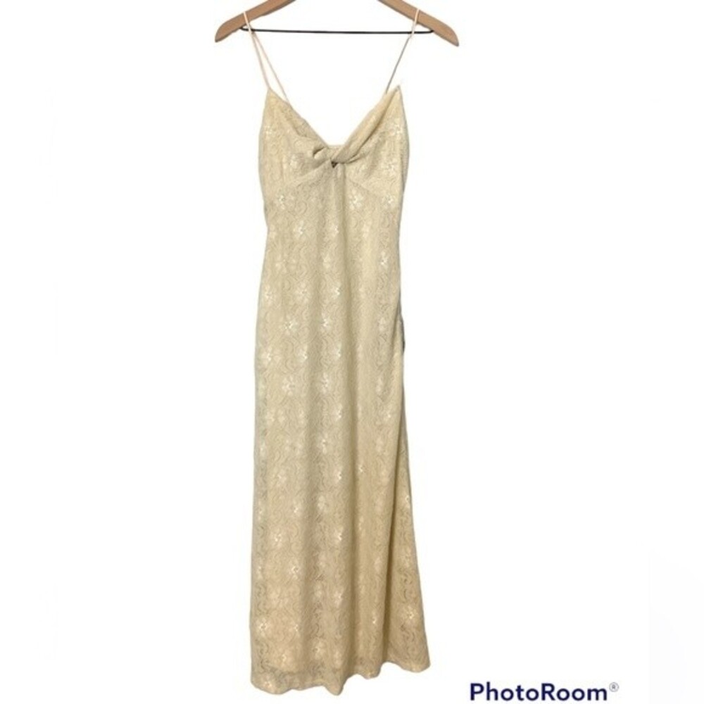 NWT NSR White Lace Stretch Spaghetti Strap Twist Bust  Slip MIDI Dress Size XS